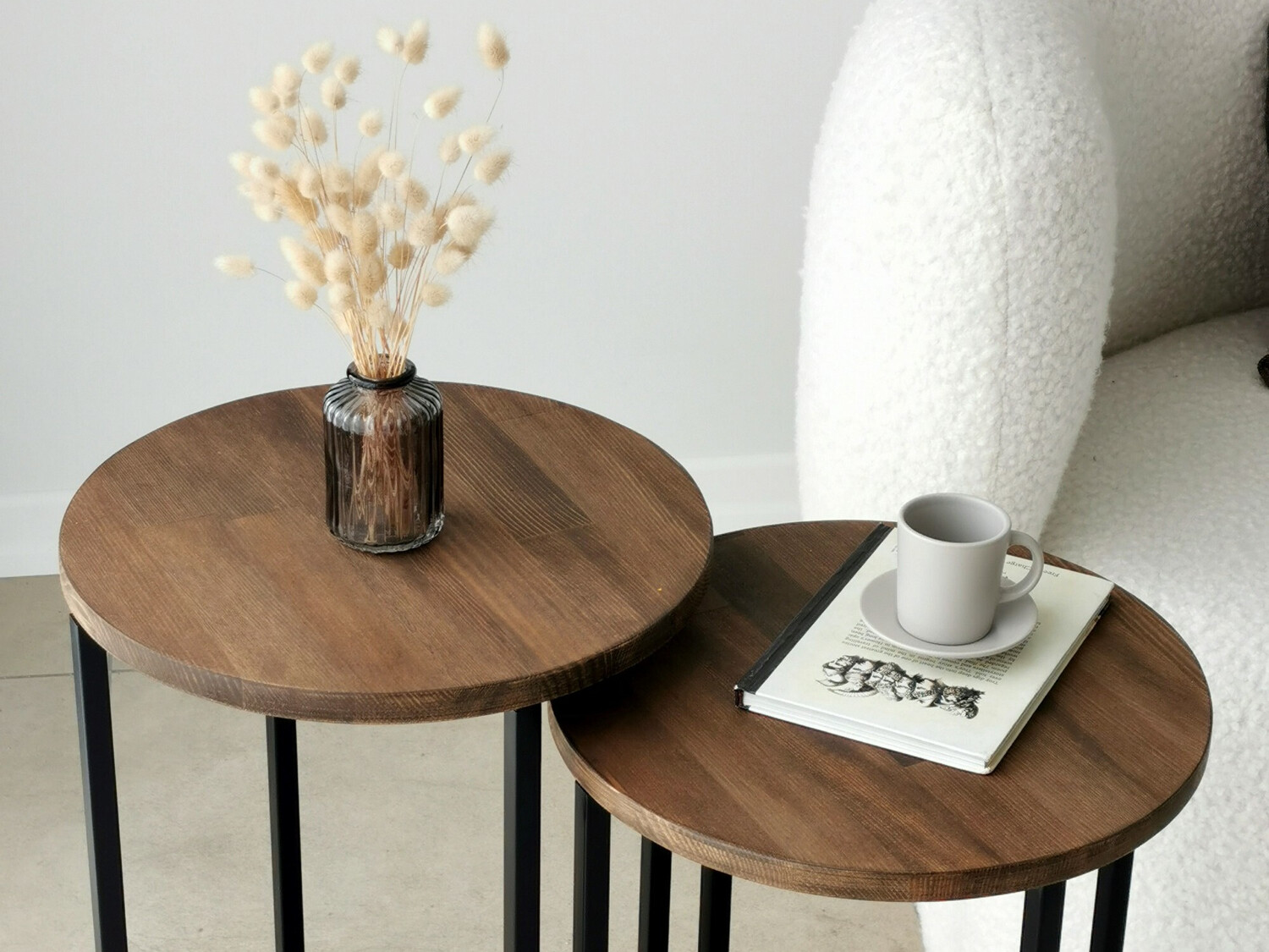 Conjunto de mesas auxiliares Kailua 1625 (Negro + Nogal)