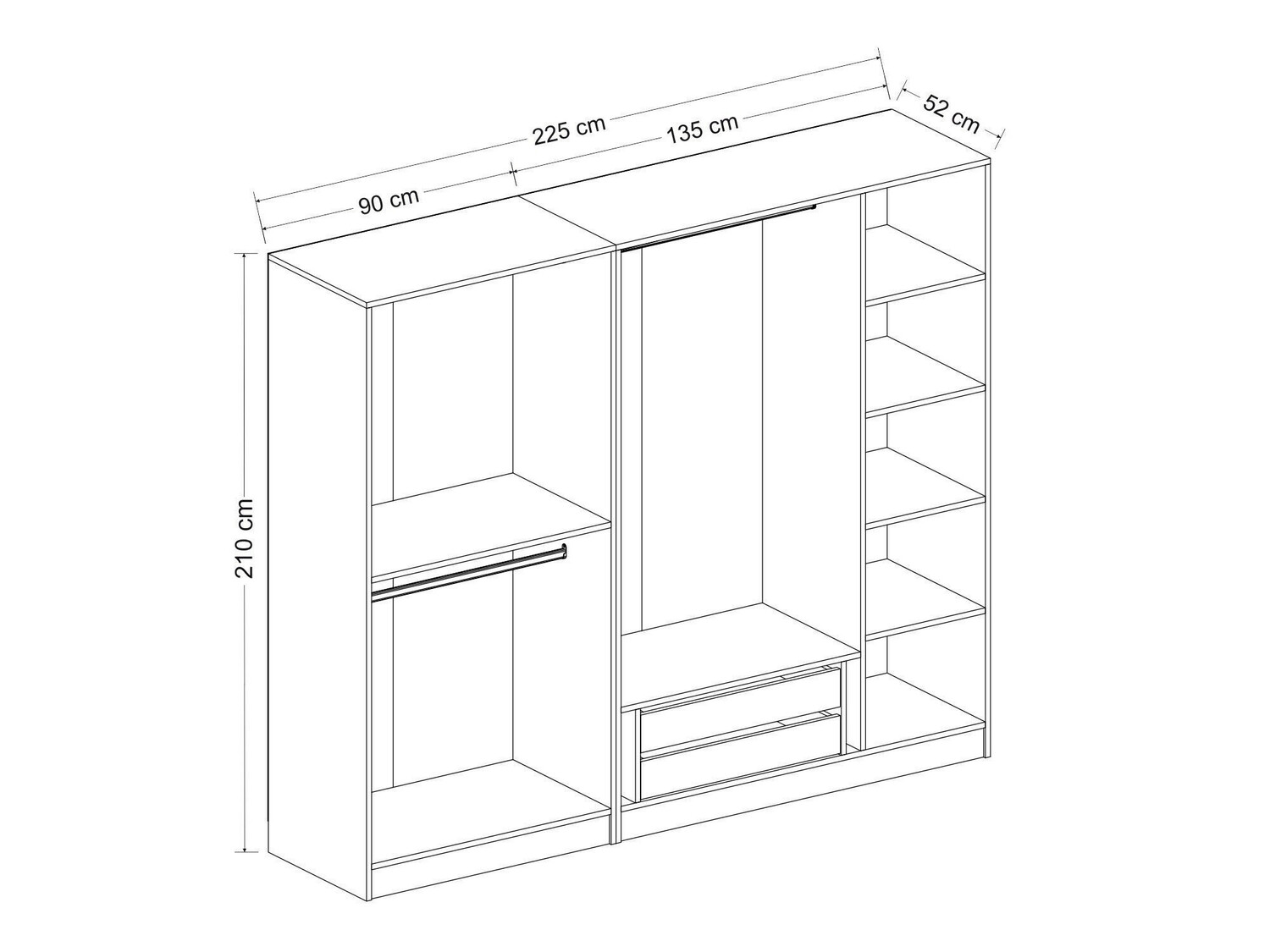 Armario Kailua L141 (Roble + Antracita)