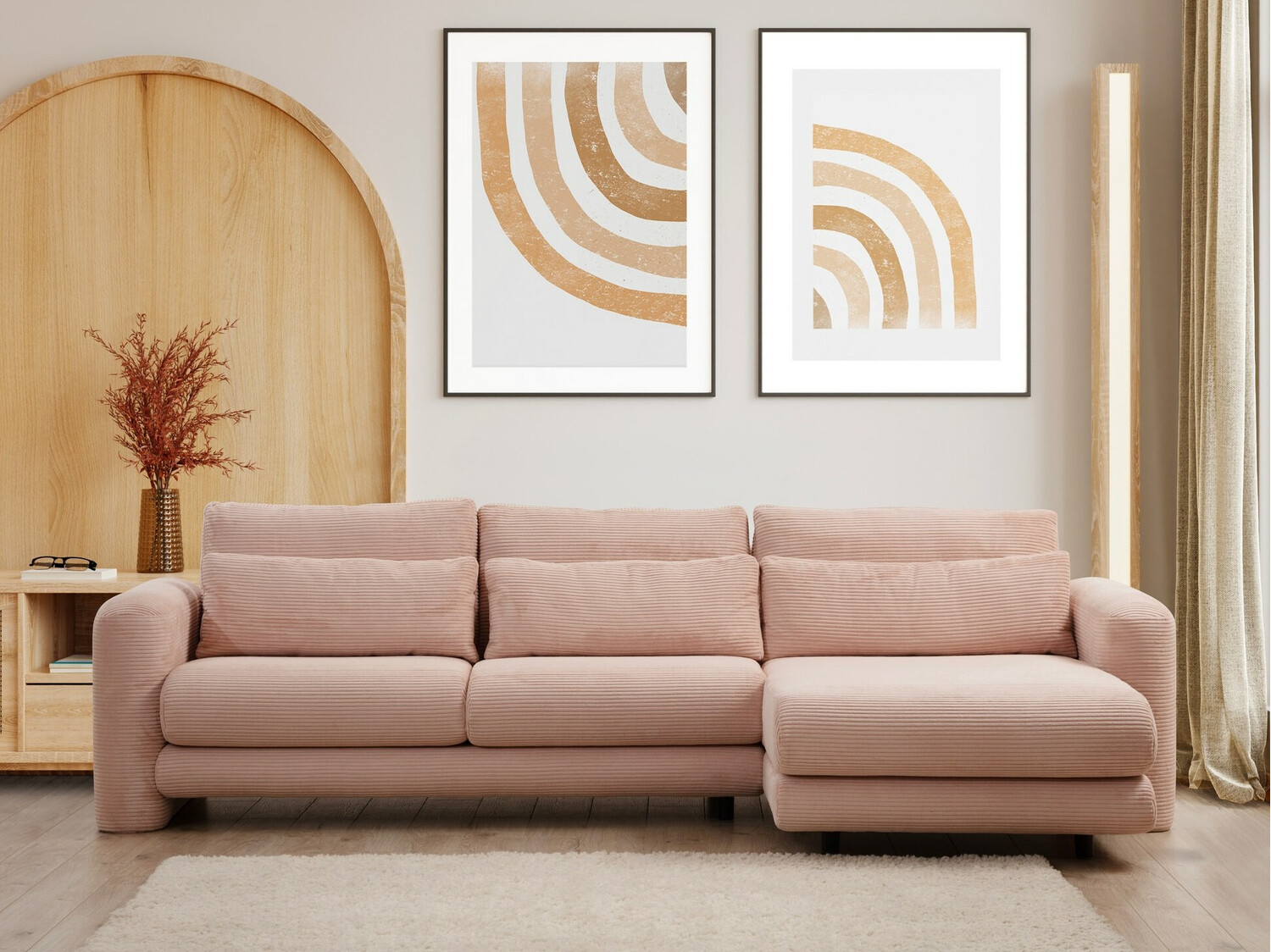 Sofá rinconero Altadena 333 (Rosa Dusty)