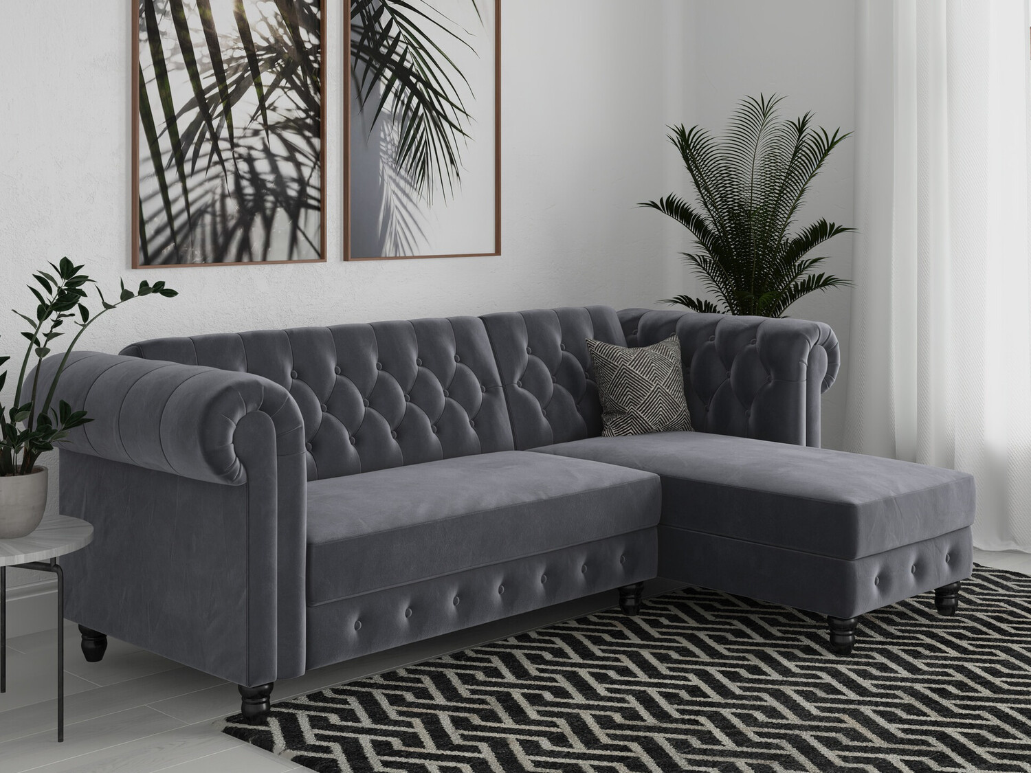 Chesterfield sofá rinconero Tulsa 622 (Gris)