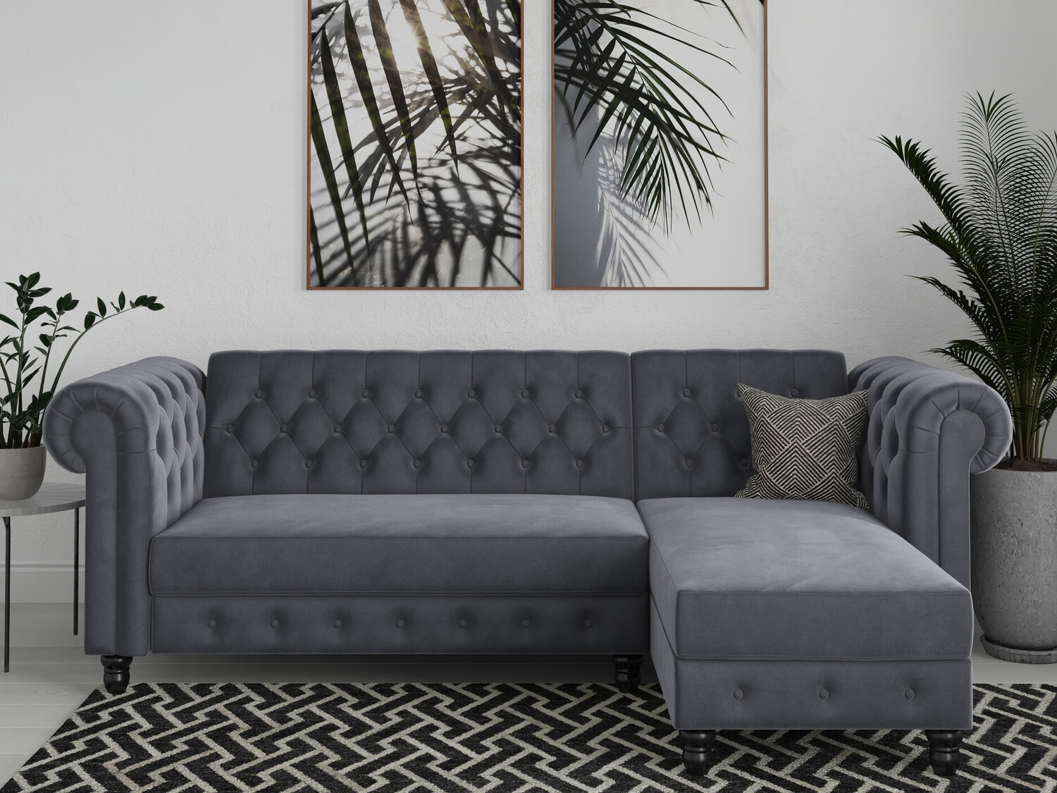 Chesterfield sofá rinconero Tulsa 622 (Gris)