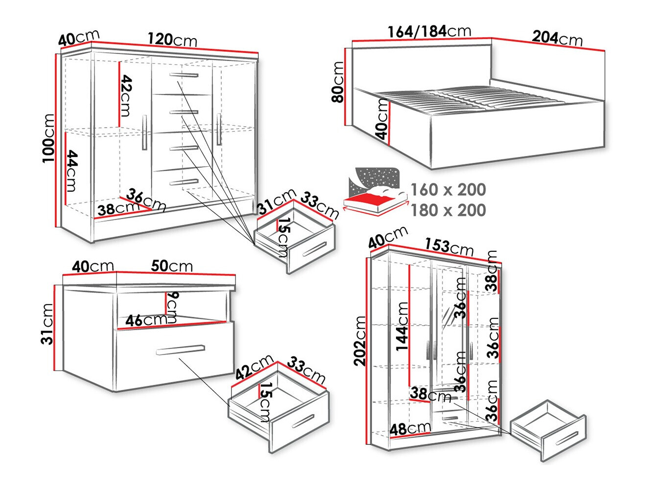 Conjunto de dormitorio Comfivo Pastor