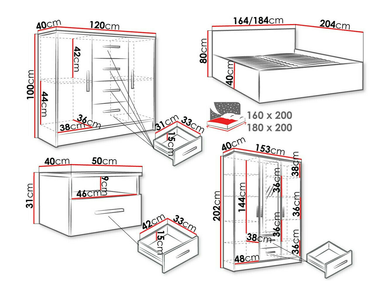 Conjunto de dormitorio Comfivo Pastor
