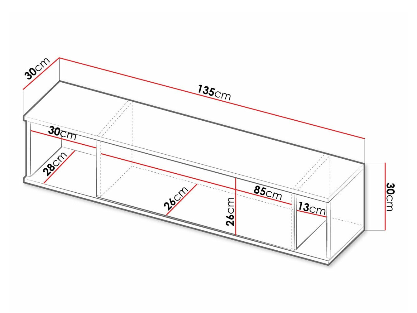 Estantería de pared Lomsore 105 (Negro)
