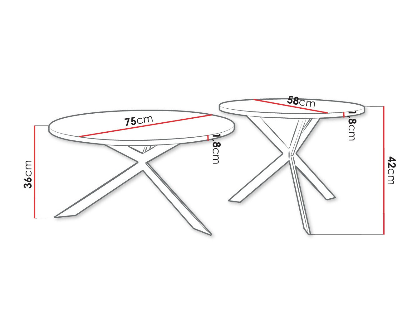 Conjunto mesa de centro Oswego 108 (Mármol blanco + Negro)