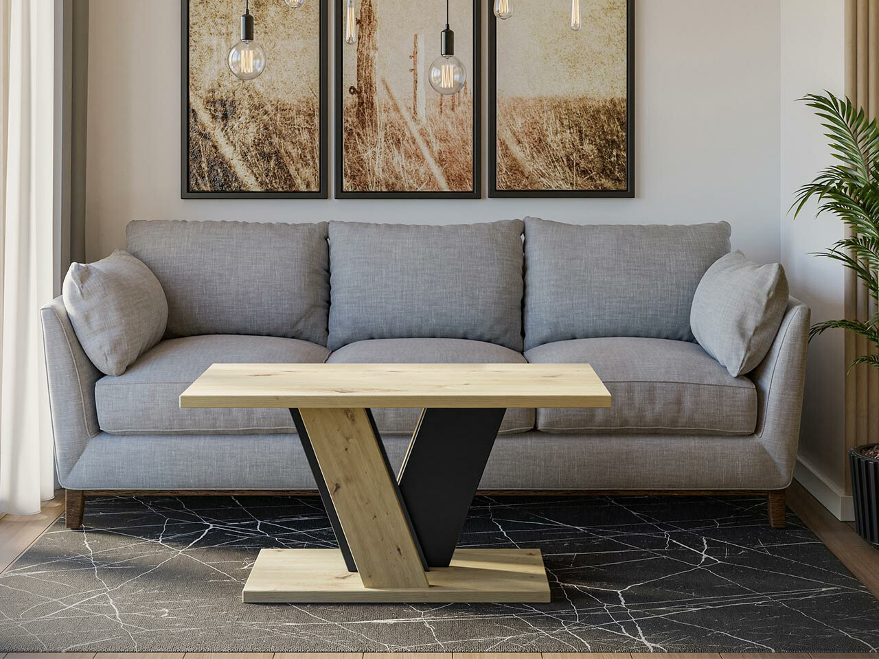 Mesa de centro Goodyear 128 (Roble Artisan + Negro)