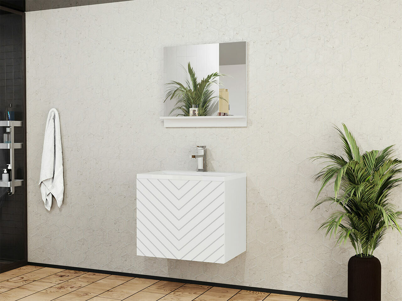 Conjunto de mueble de baño Comfivo Delphinus (Blanco)