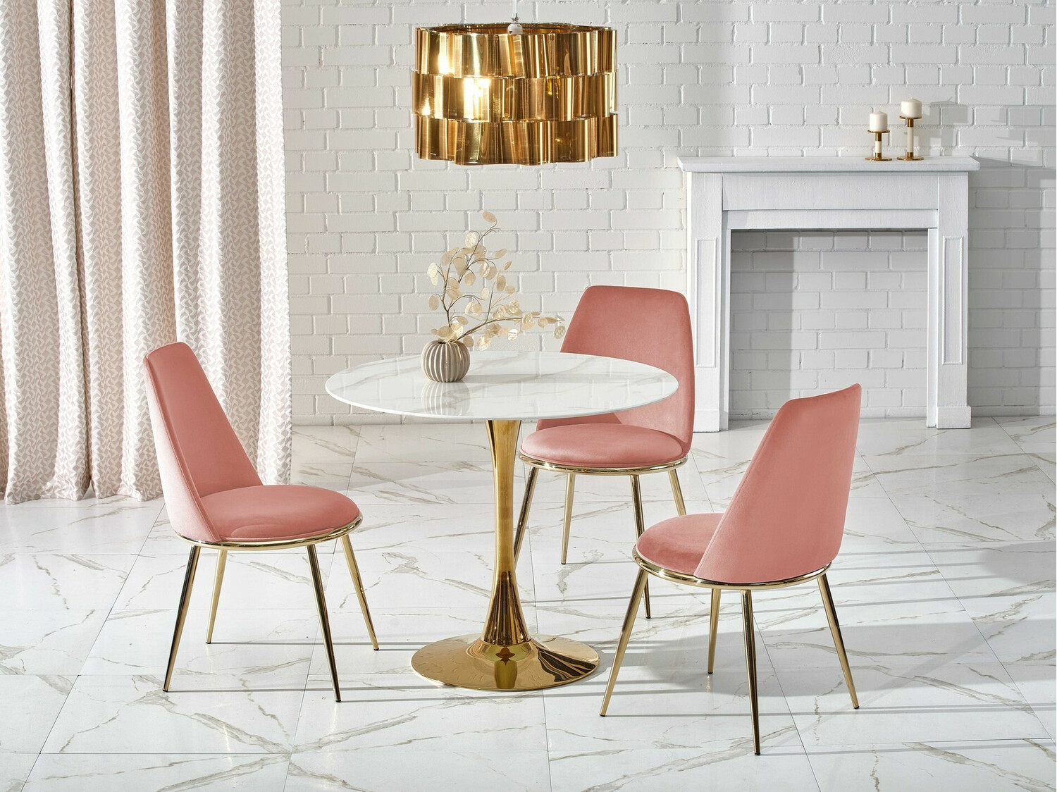 Silla Houston 1327 (Rosa claro + Dorado)