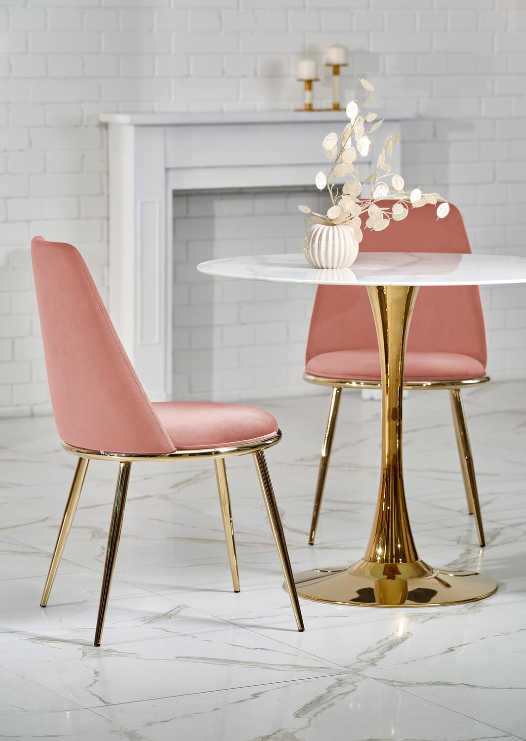 Silla Houston 1327 (Rosa claro + Dorado)