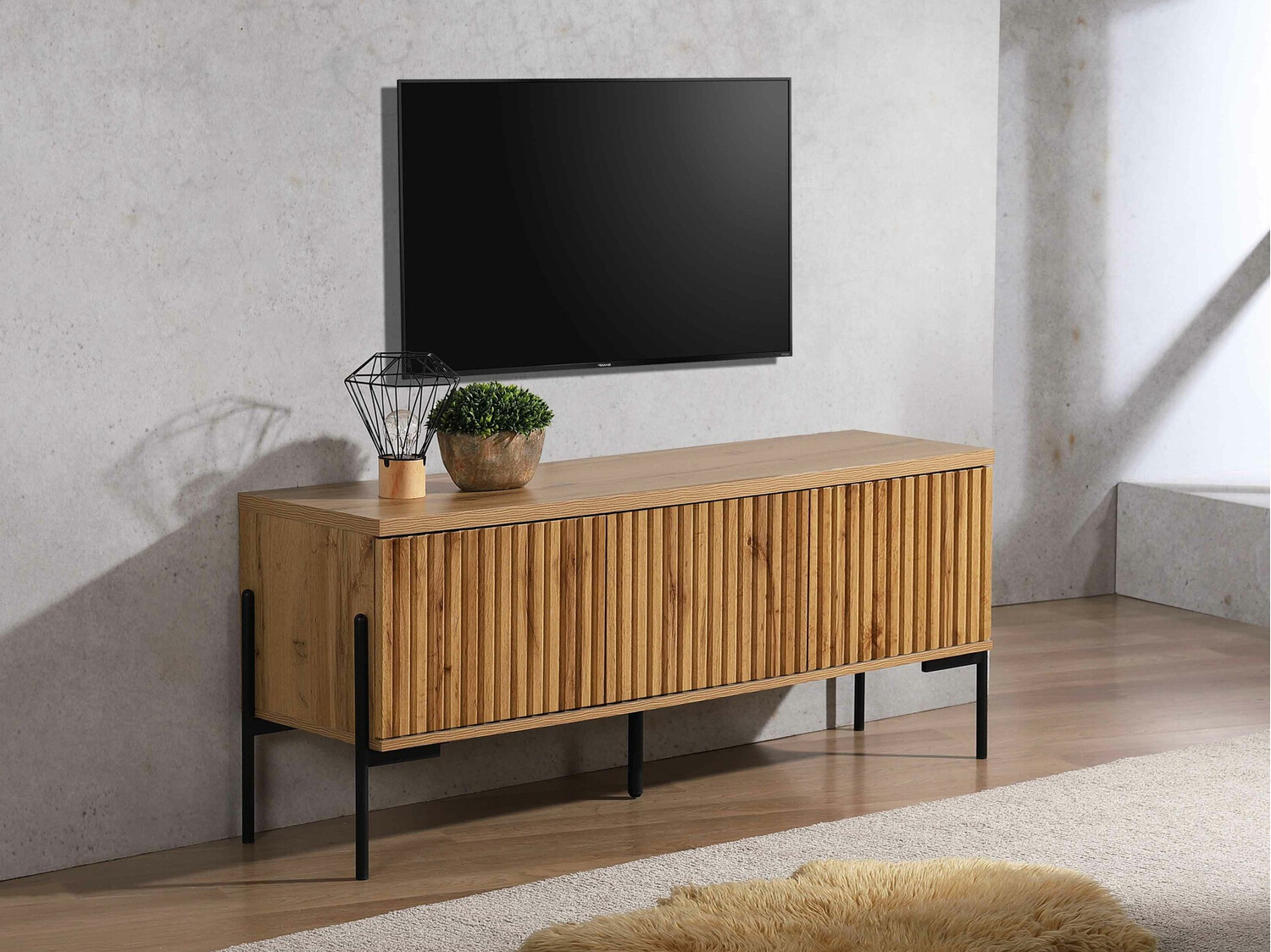 Mueble TV Denton 1189 (Negro + Roble wotan)