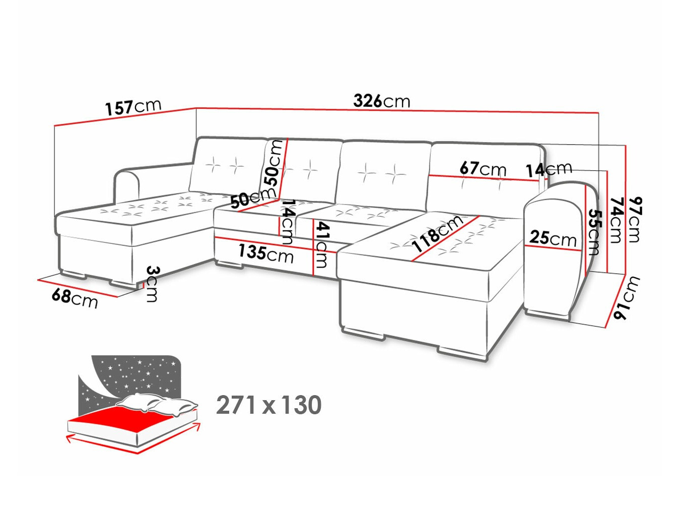 Sofá rinconero Arvada 117 (Monolith 37)