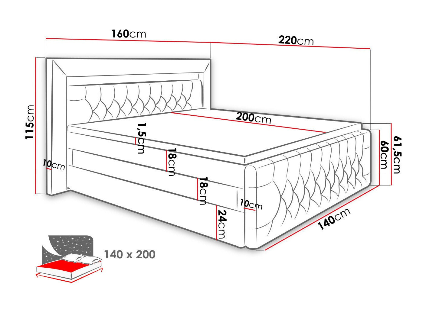Cama continental Nashville 124