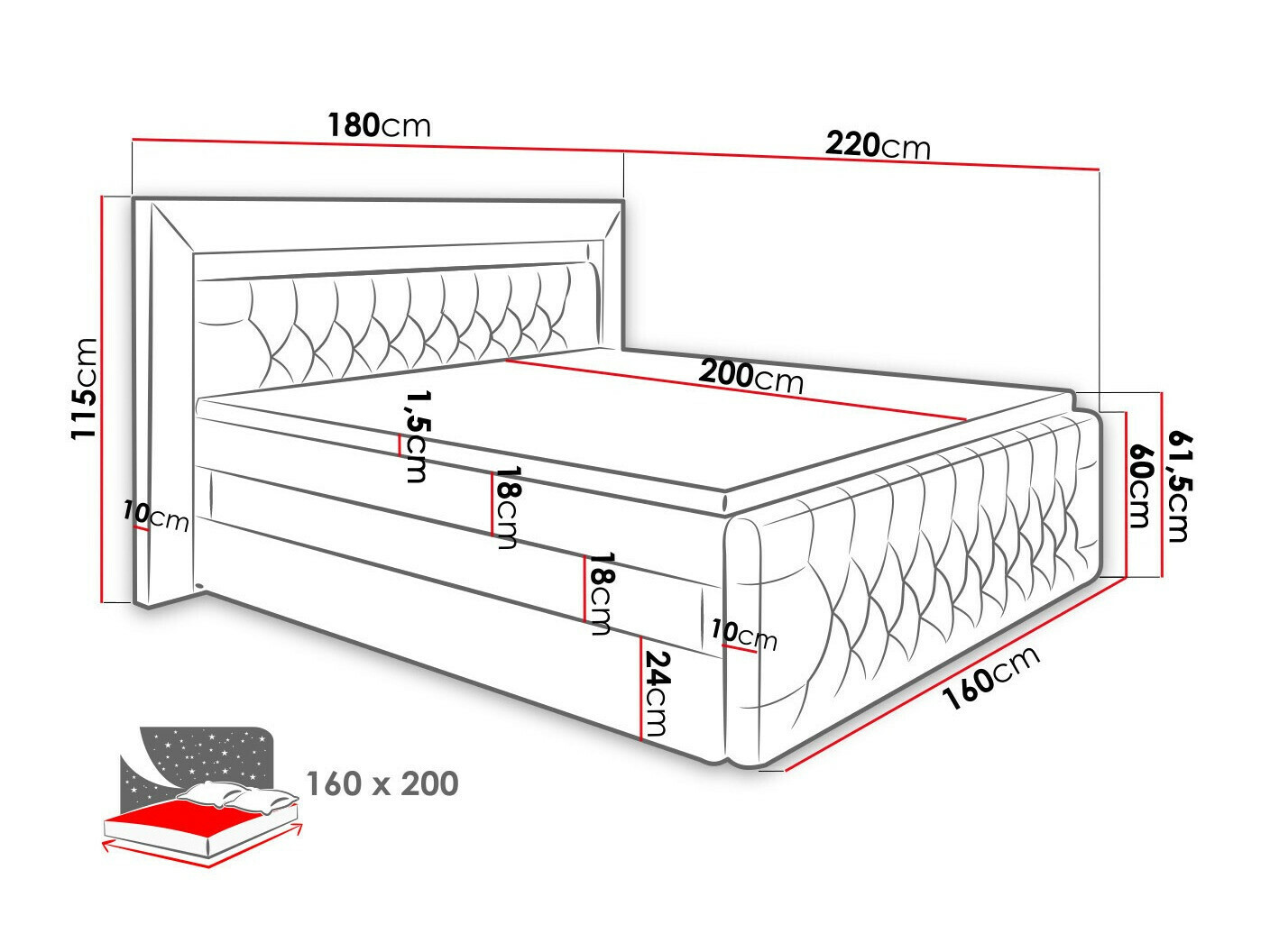 Cama continental Nashville 124