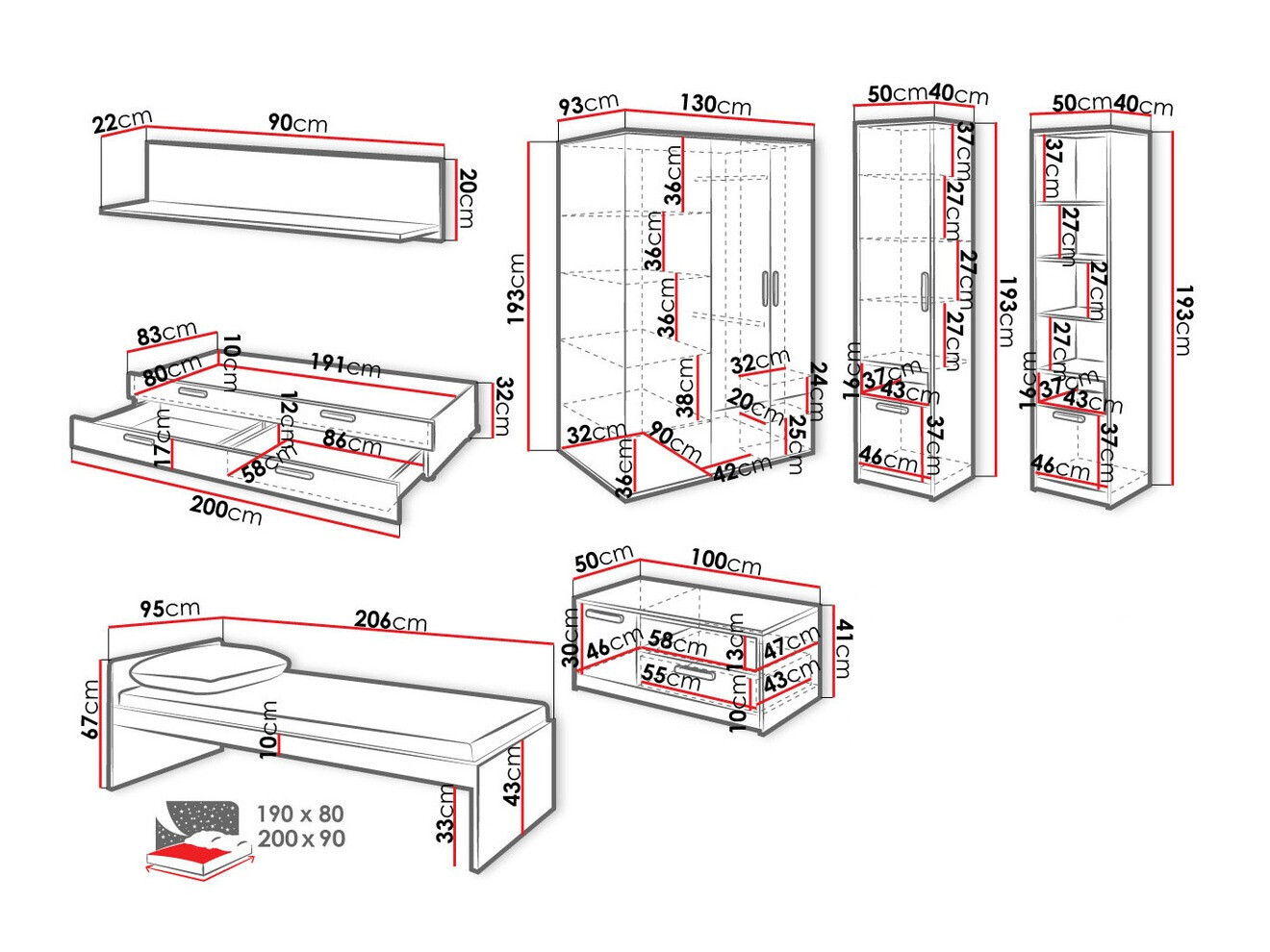 Conjunto de dormitorio infantil Veravie 122