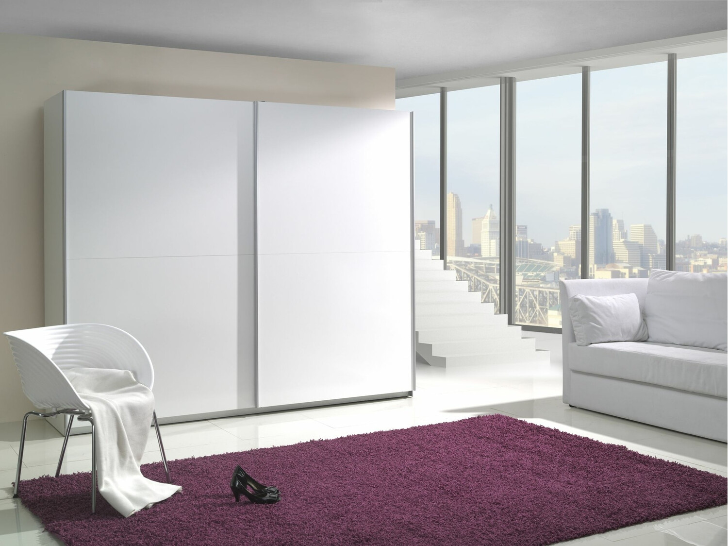 Armario Murrieta 168 (Blanco brillante + Blanco)