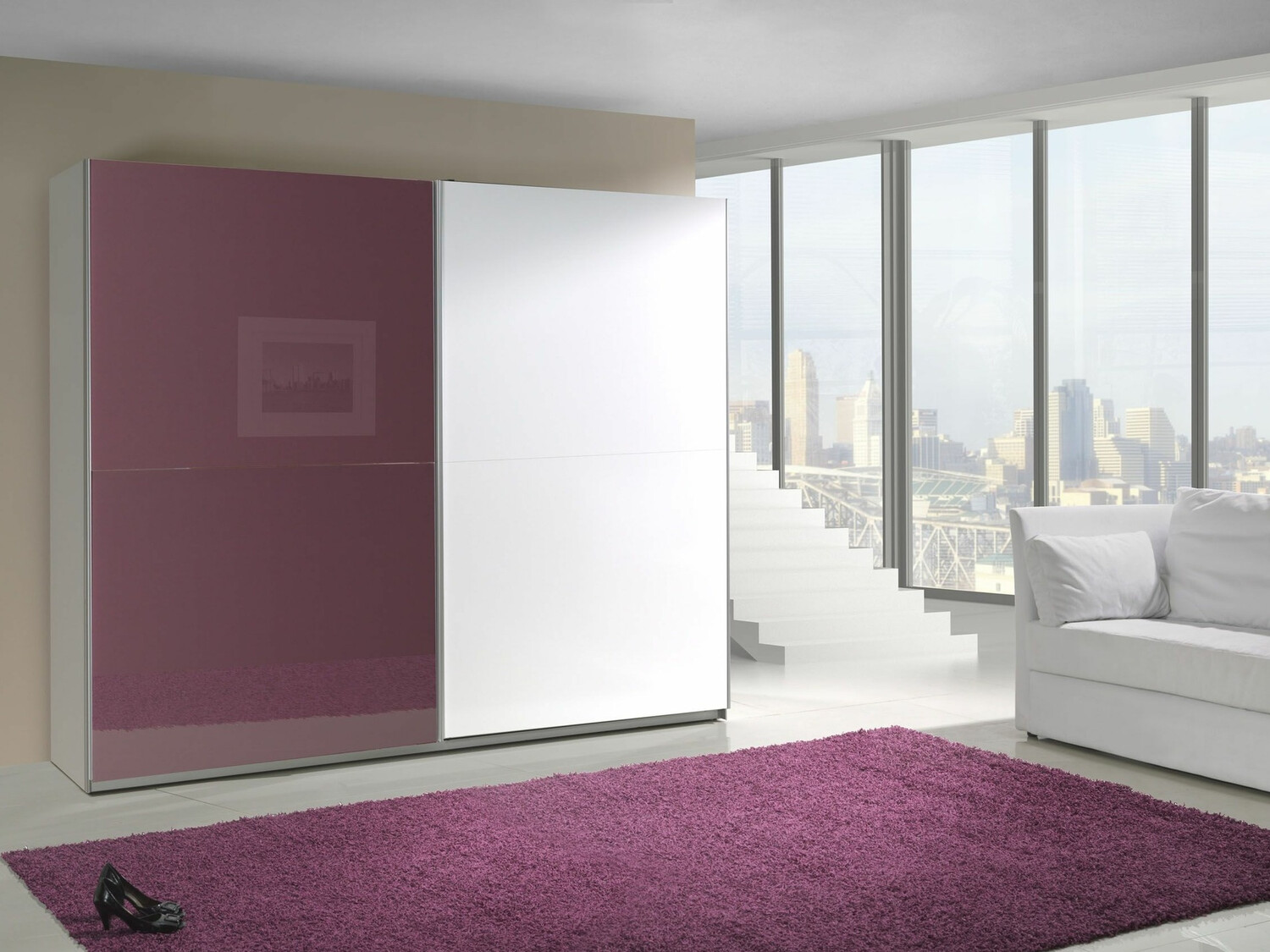 Armario Murrieta 169 (Morado brillante + Blanco brillante + Blanco)