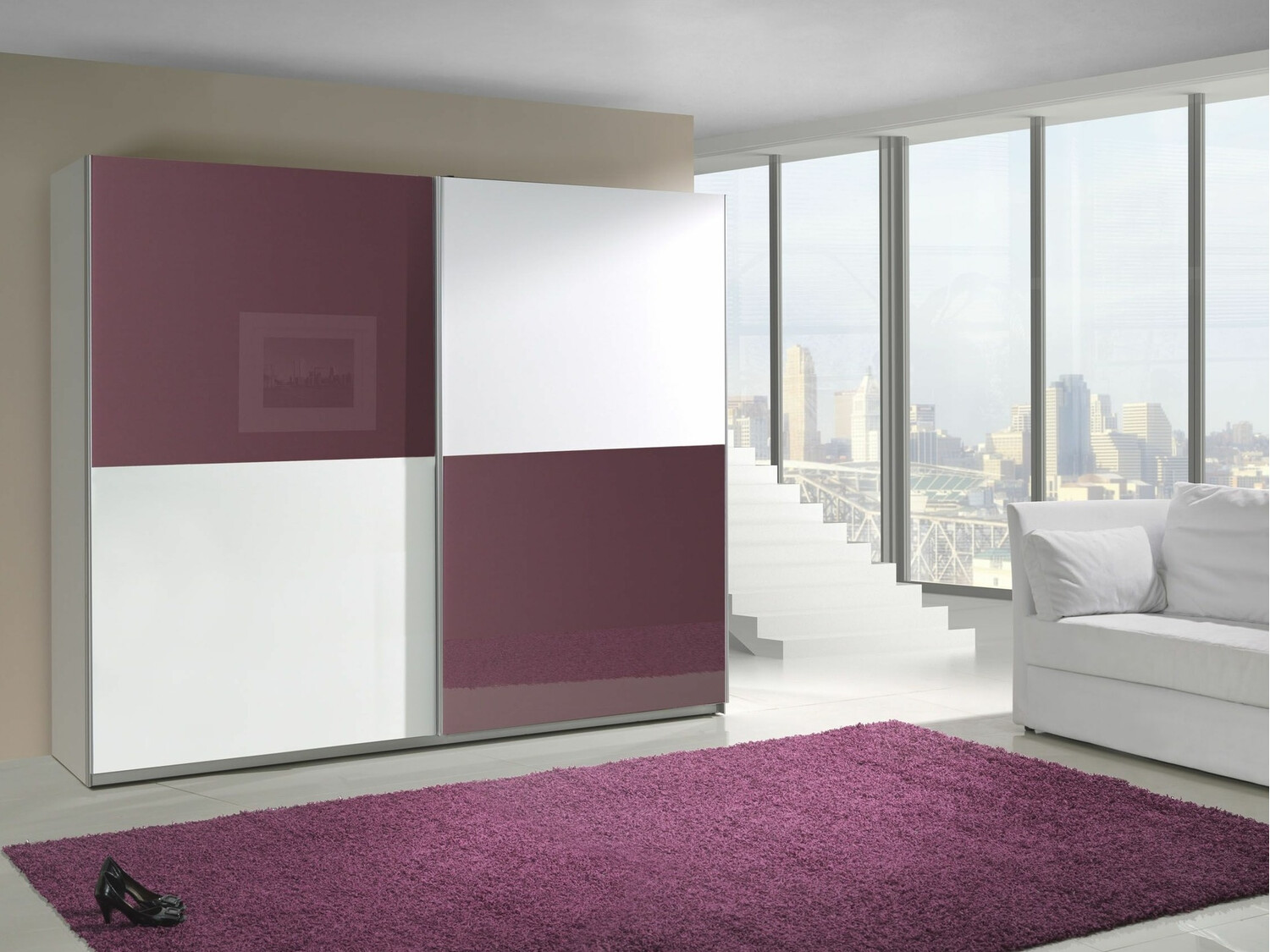 Armario Murrieta 170 (Morado brillante + Blanco brillante + Blanco)