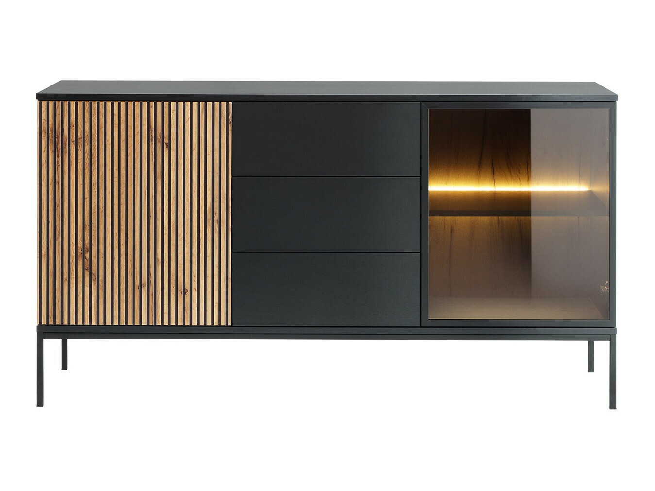 Cómoda Manal (Negro + Roble wotan)