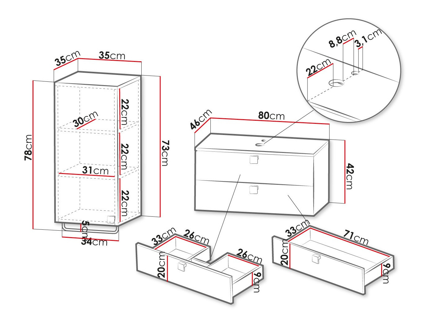 Conjunto de mueble de baño Orlvera 104 (Blanco)