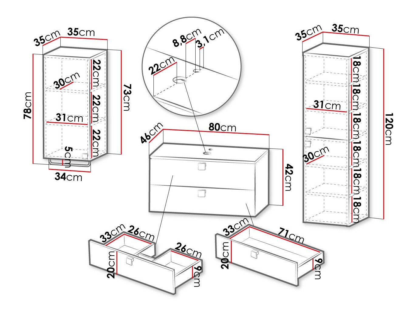 Conjunto de mueble de baño Orlvera 105 (Blanco)