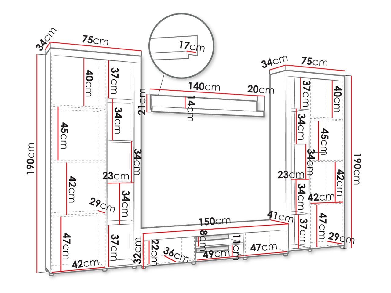 Conjunto de salón Tucson 107 (Blanco)