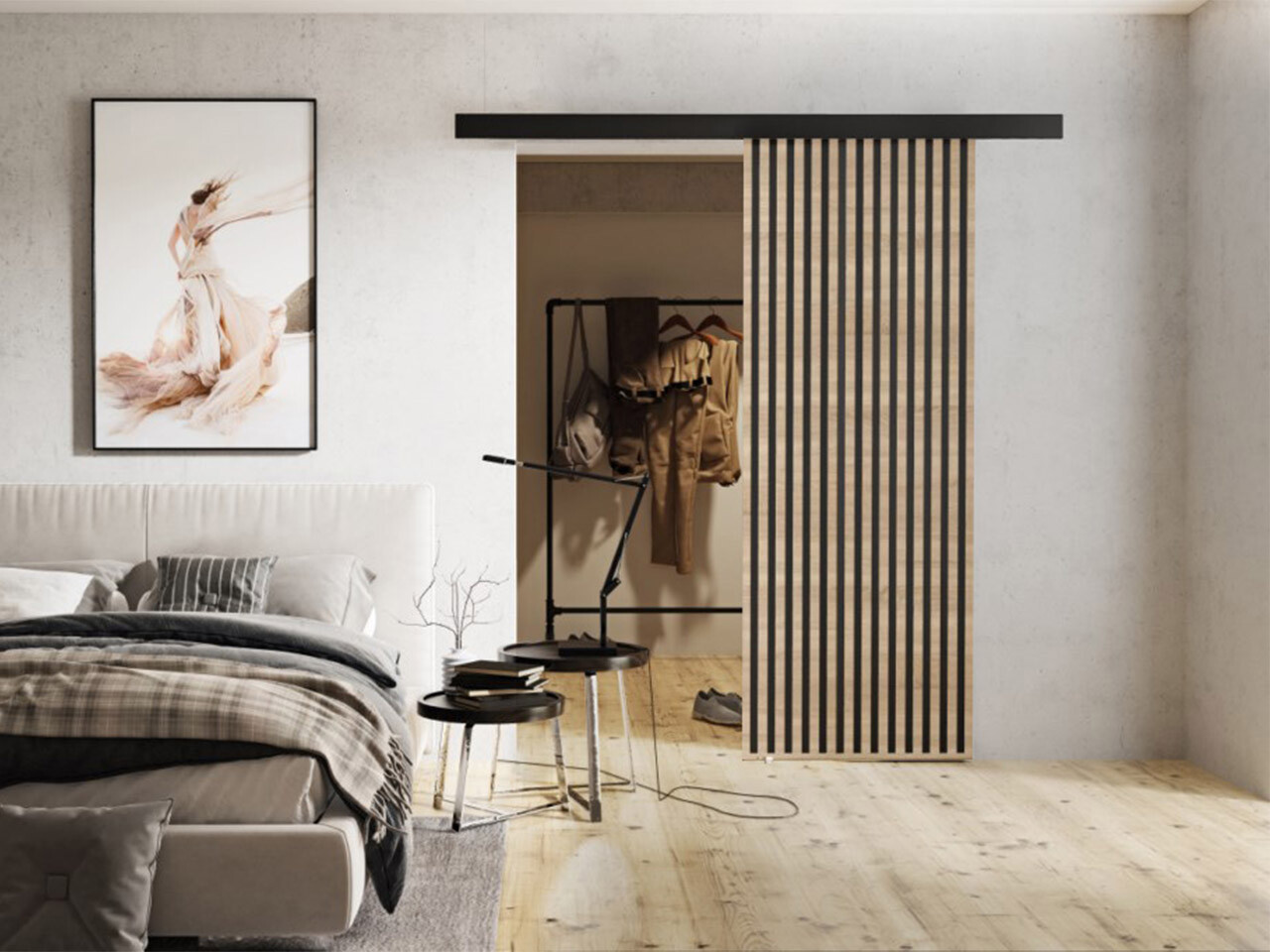 Puerta corredera Dover 201 (Roble Sonoma + Negro)