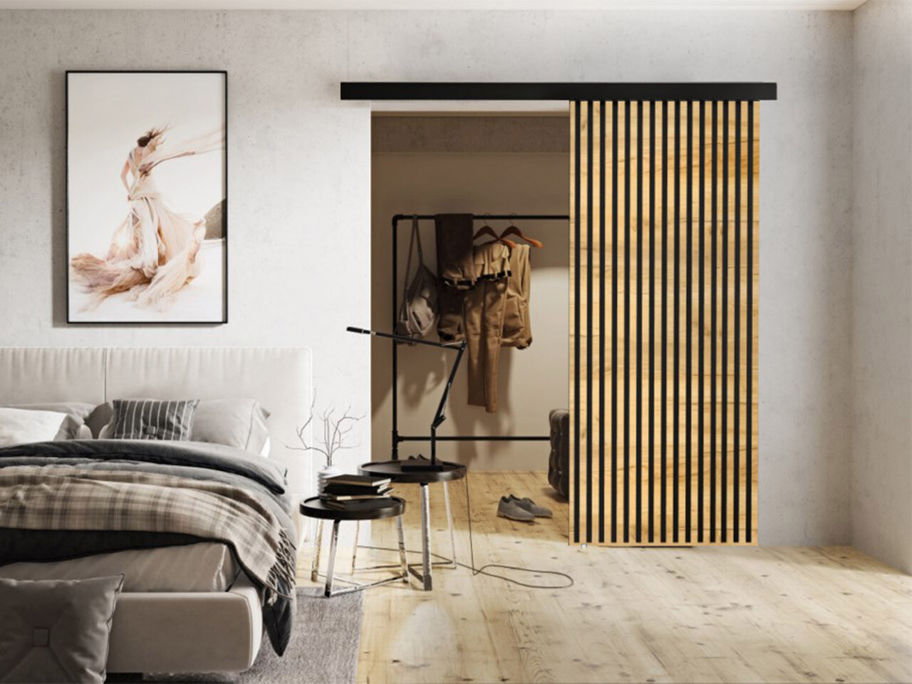 Puerta corredera Dover 202 (Roble dorado artesanal + Negro)