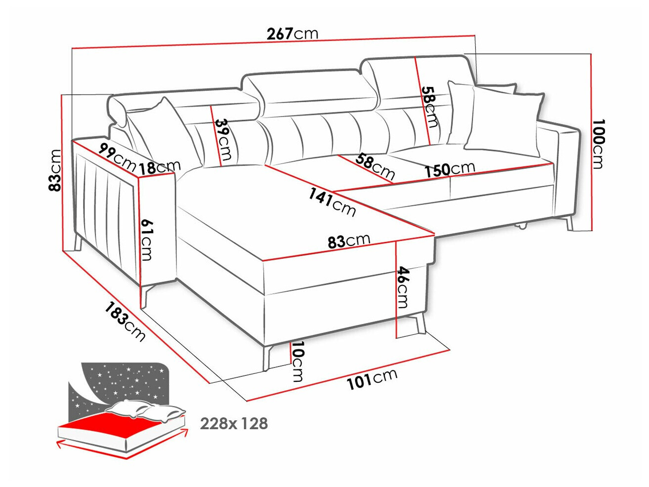 Sofá rinconero Sarasota 150 (Mono 234 + Botanical 36)