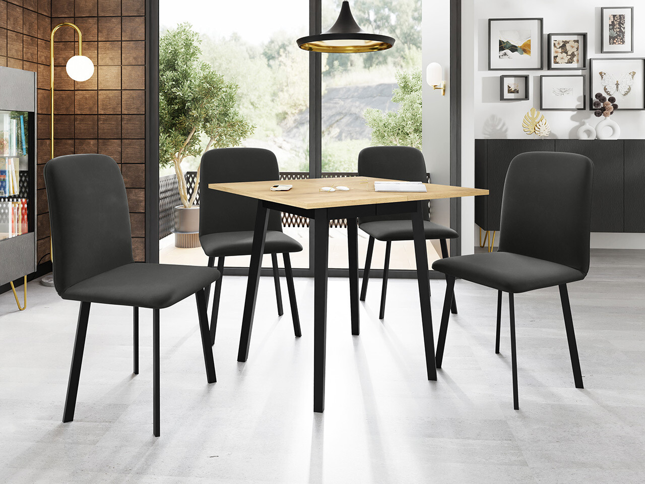 Mesa Edmond 109 (Roble dorado artesanal + Negro)