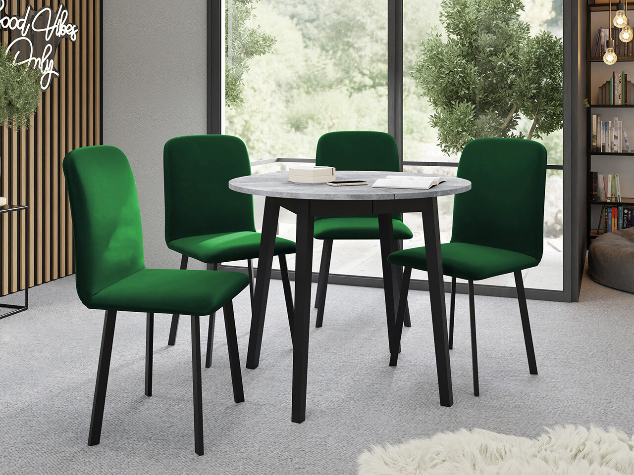 Mesa Edmond 112 (Mármol gris + Negro)