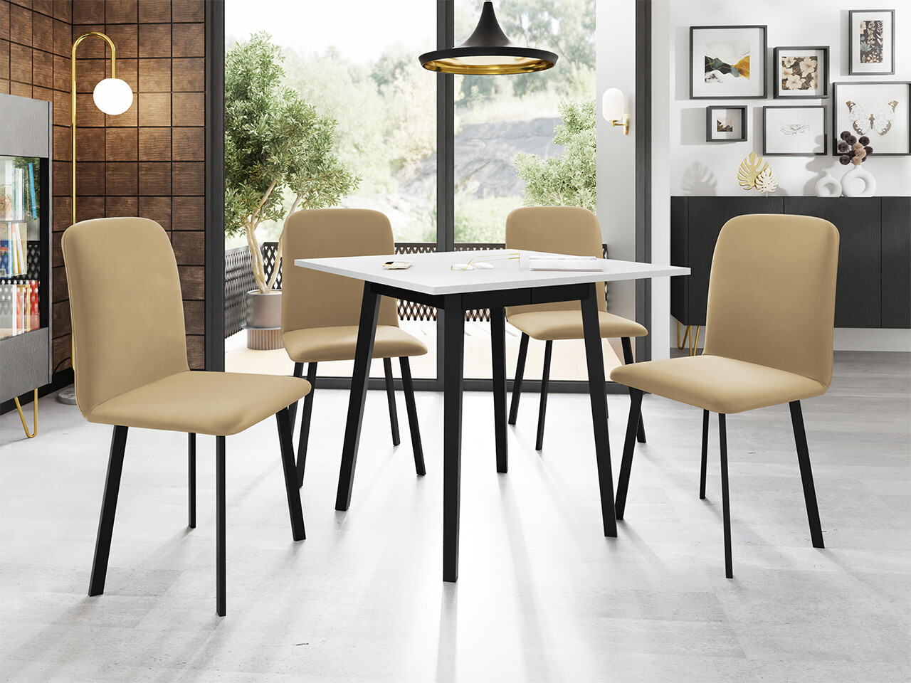 Conjunto de comedor Edmond 116 (Blanco + Negro)