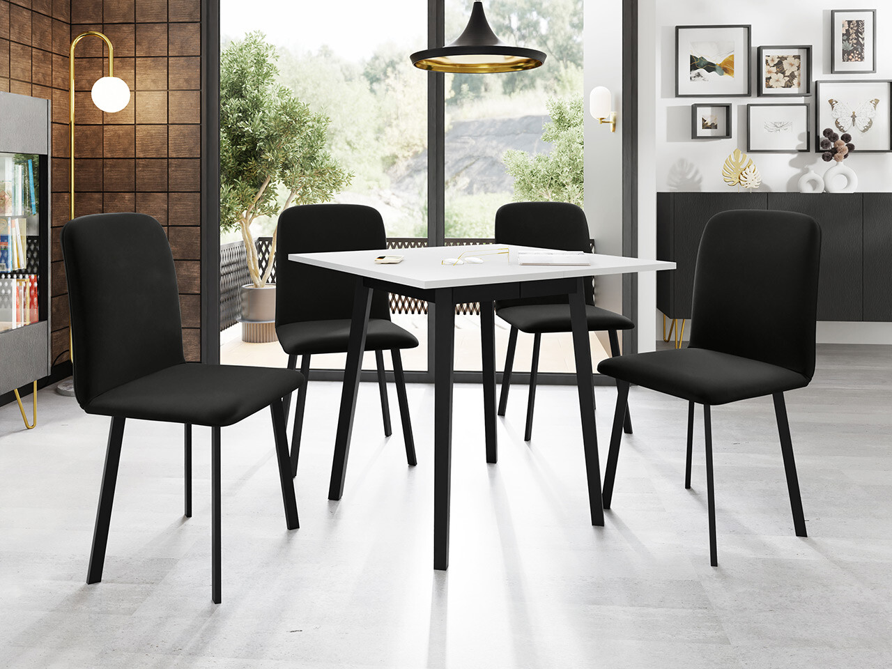 Conjunto de comedor Edmond 116 (Blanco + Negro)
