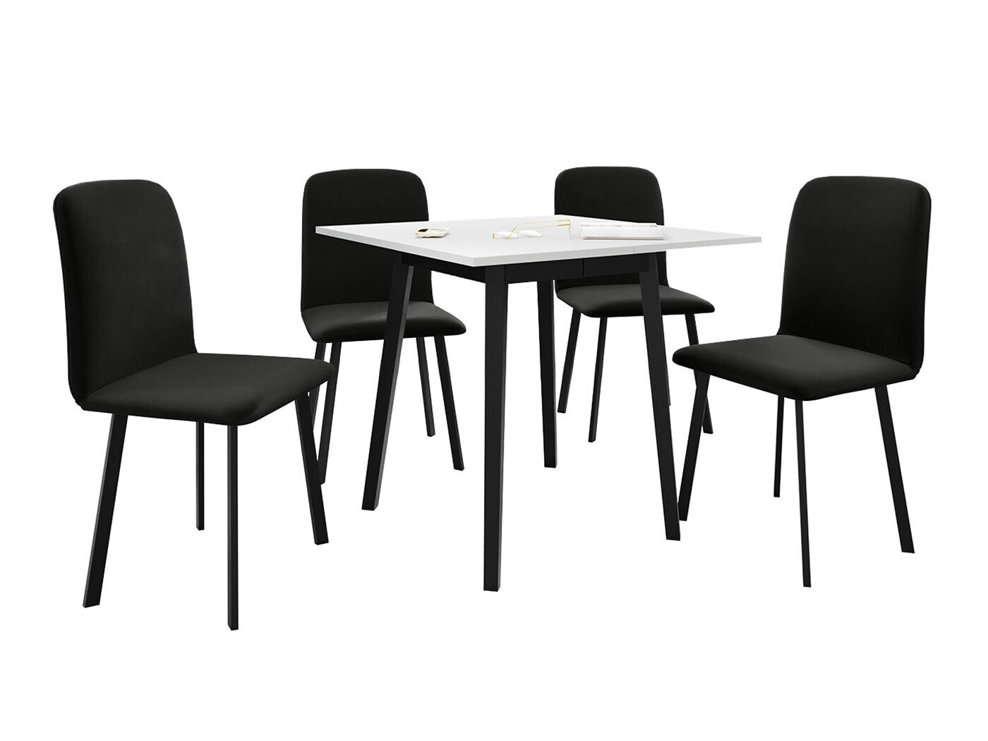 Conjunto de comedor Edmond 116 (Blanco + Negro)