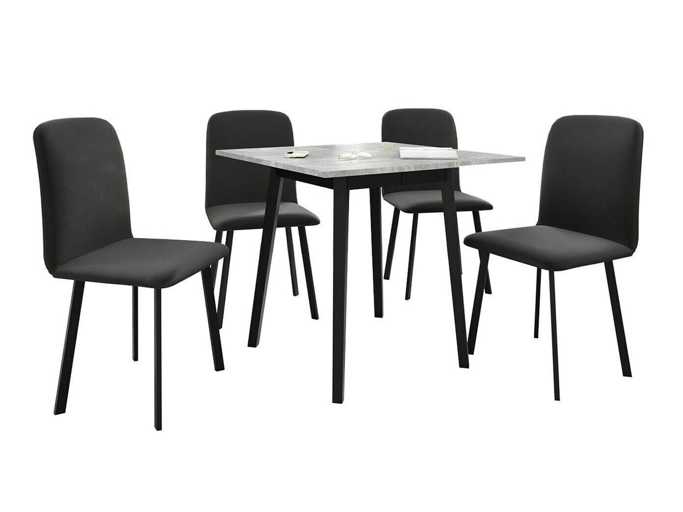Conjunto de comedor Edmond 116 (Mármol gris + Negro)