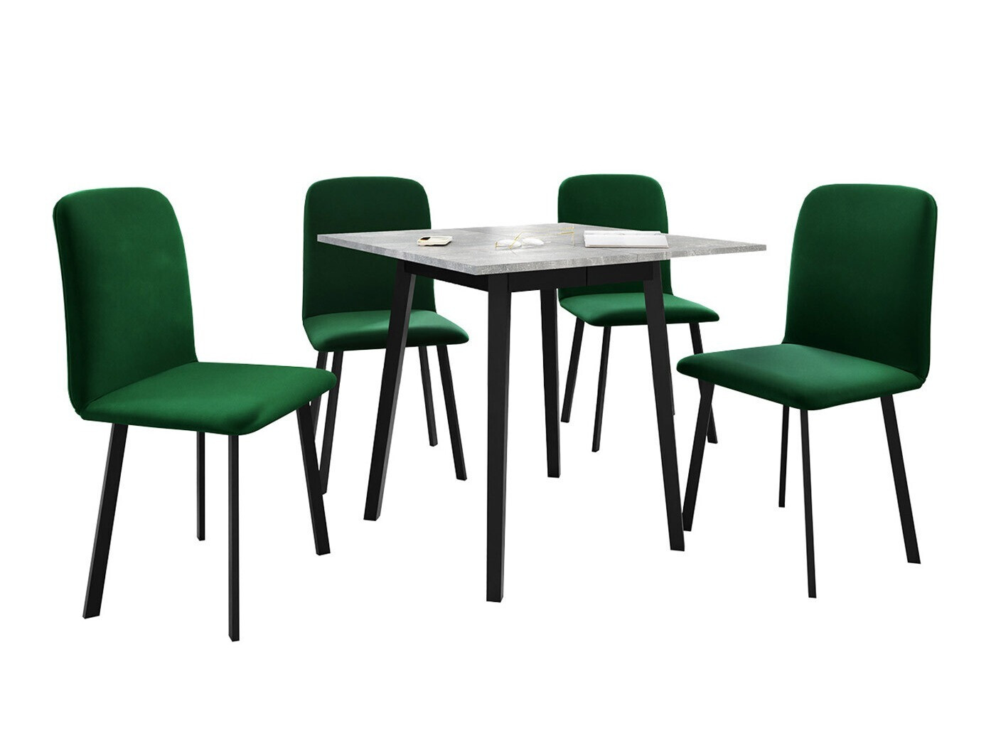 Conjunto de comedor Edmond 116 (Mármol gris + Negro)