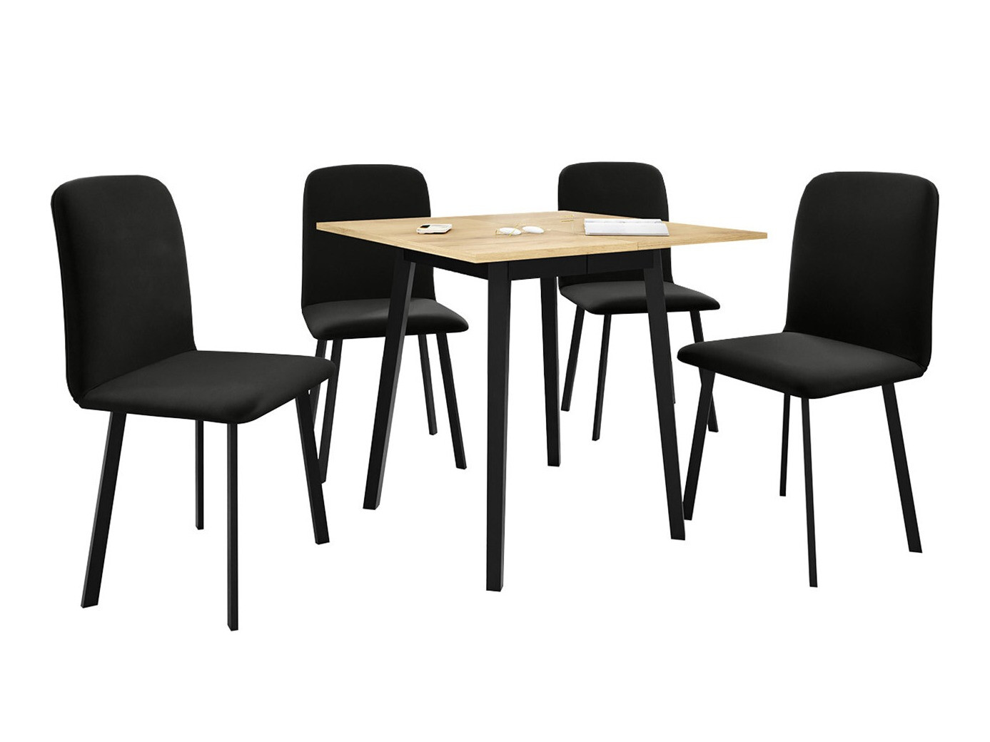 Conjunto de comedor Edmond 116 (Roble dorado artesanal + Negro)