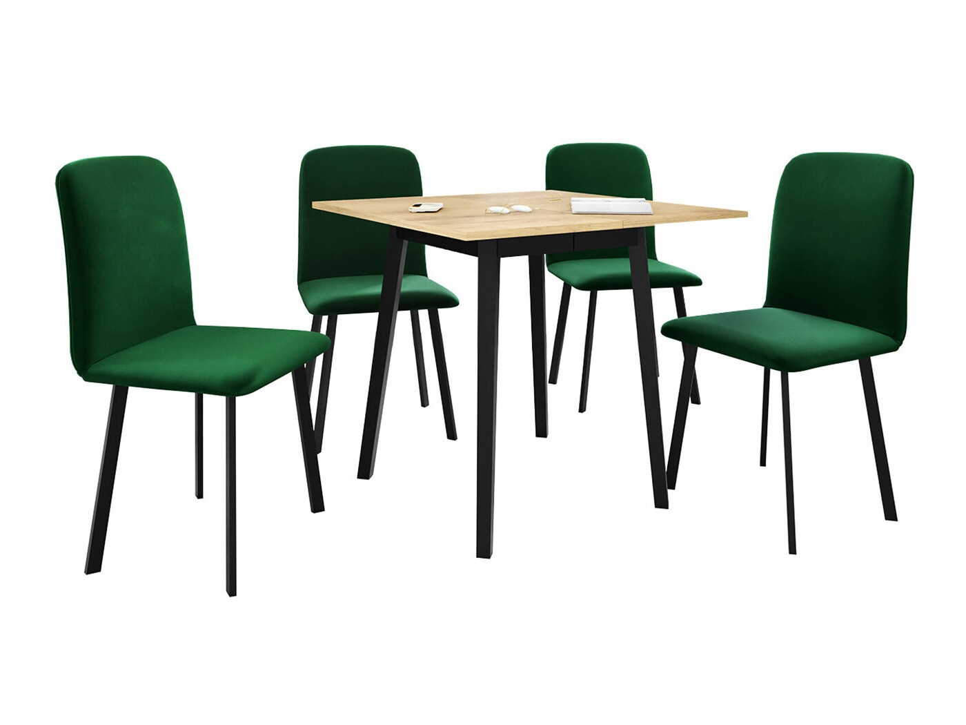 Conjunto de comedor Edmond 116 (Roble dorado artesanal + Negro)