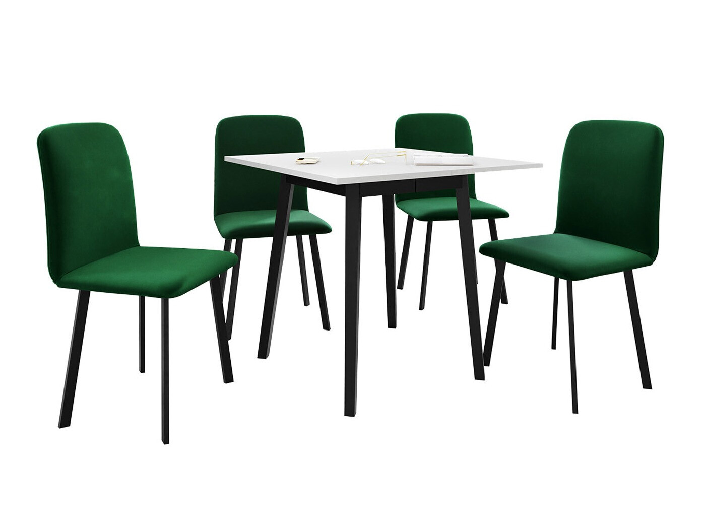 Conjunto de mesas y sillas para comedor Edmond 116 (Blanco + Negro)