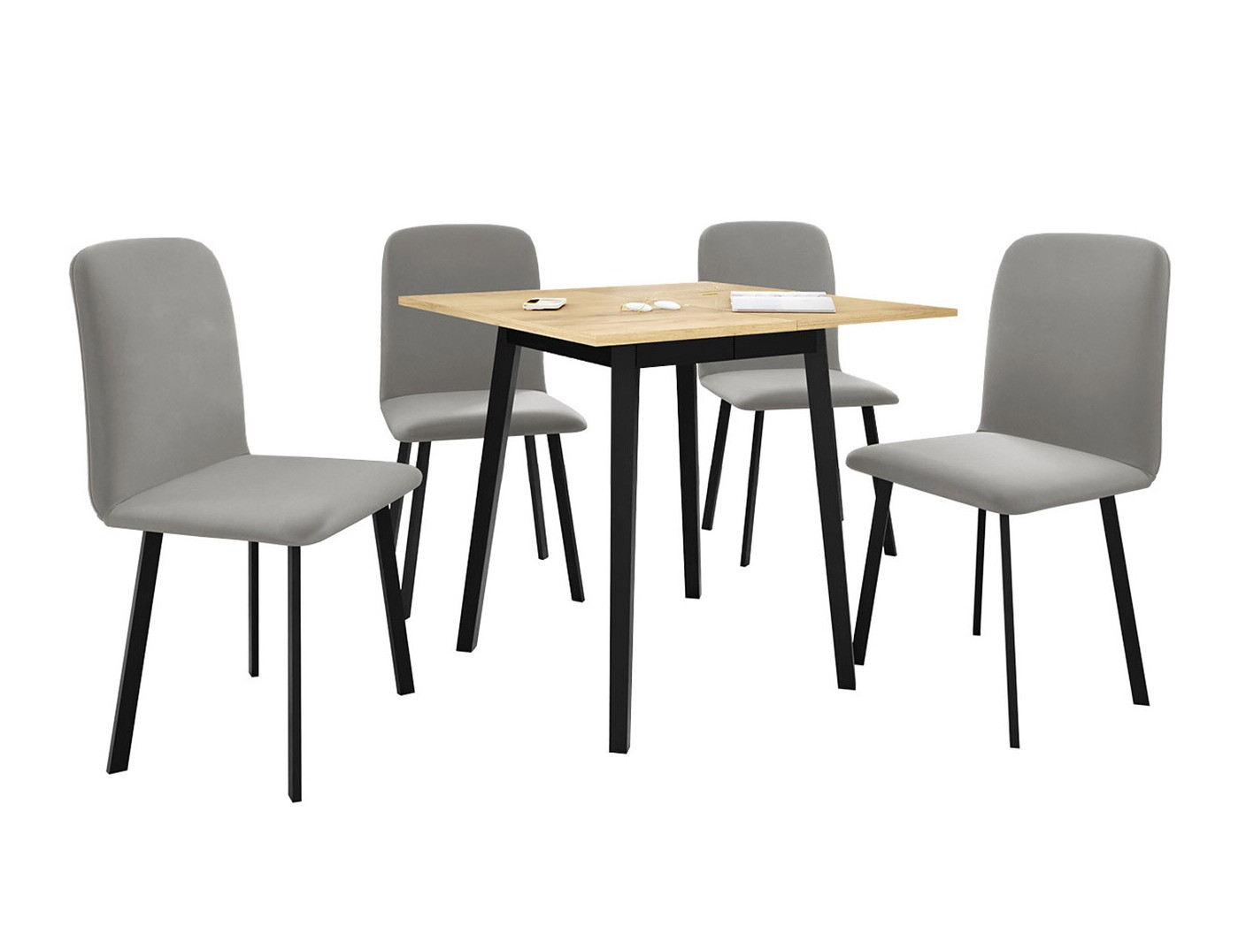 Conjunto de comedor Edmond 116 (Roble dorado artesanal + Negro)