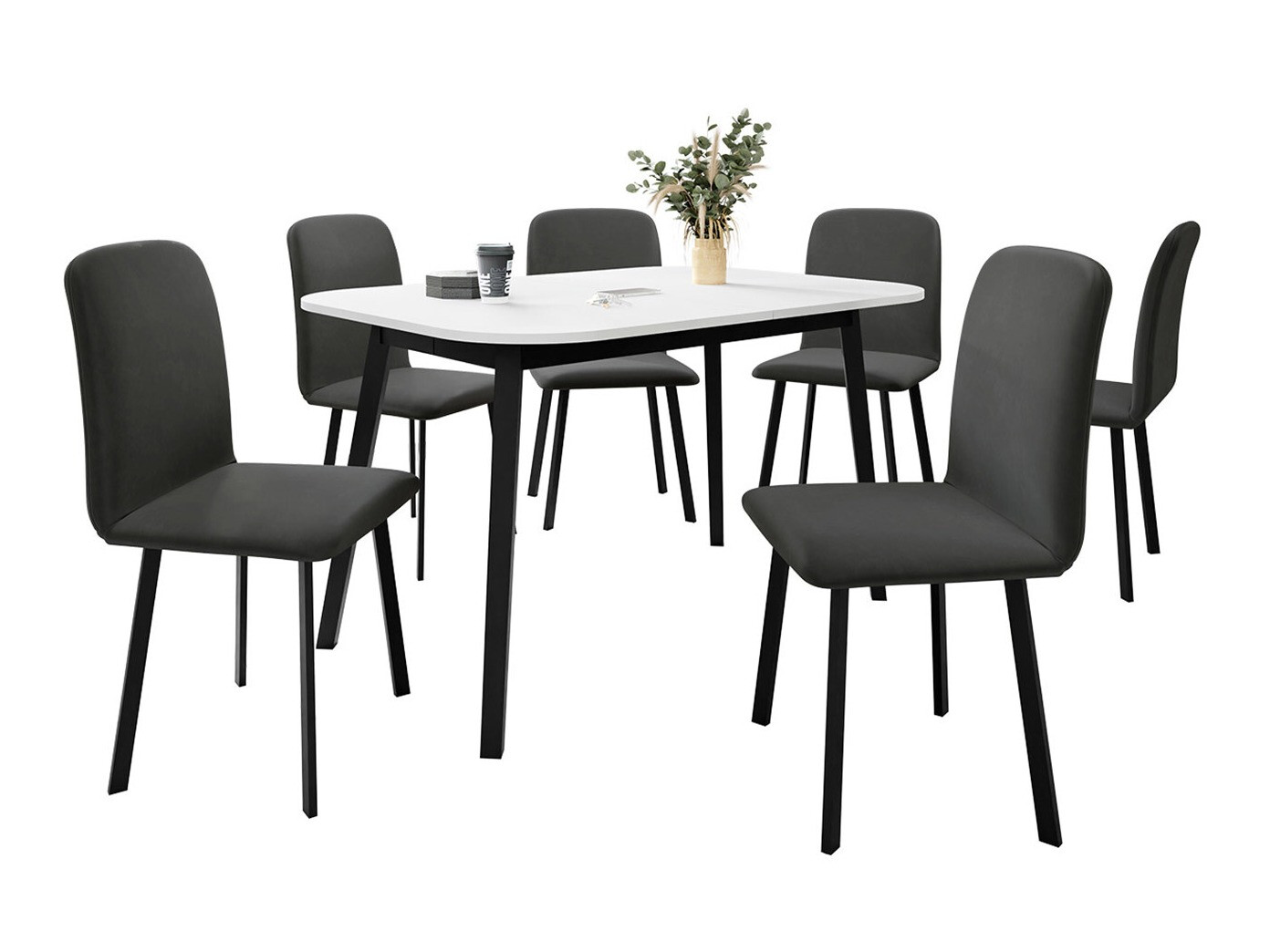Conjunto de comedor Edmond 117 (Blanco + Negro)