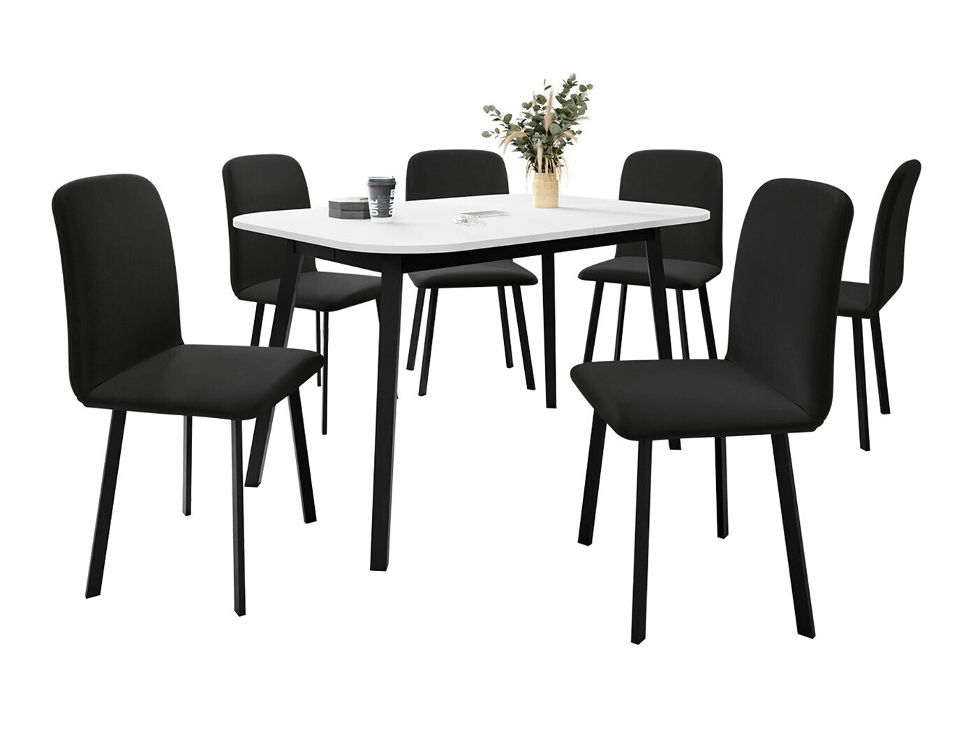 Conjunto de comedor Edmond 117 (Blanco + Negro)