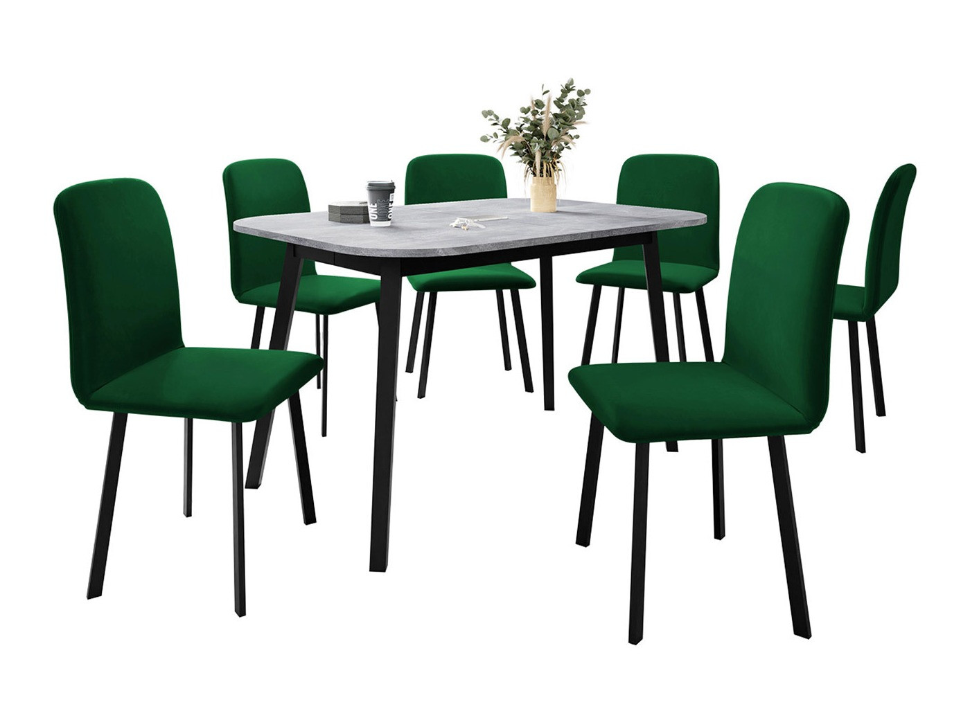 Conjunto de comedor Edmond 117 (Mármol gris + Negro)