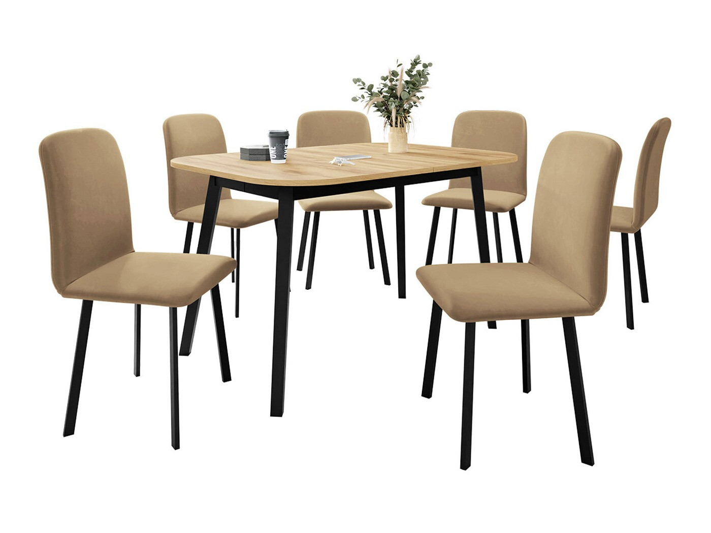 Conjunto de comedor Edmond 117 (Roble dorado artesanal + Negro)