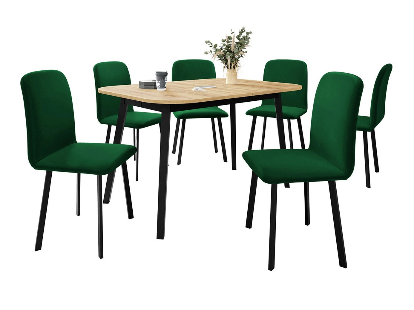 Conjunto de mesas y sillas para comedor Edmond 117 (Roble dorado artesanal + Negro)