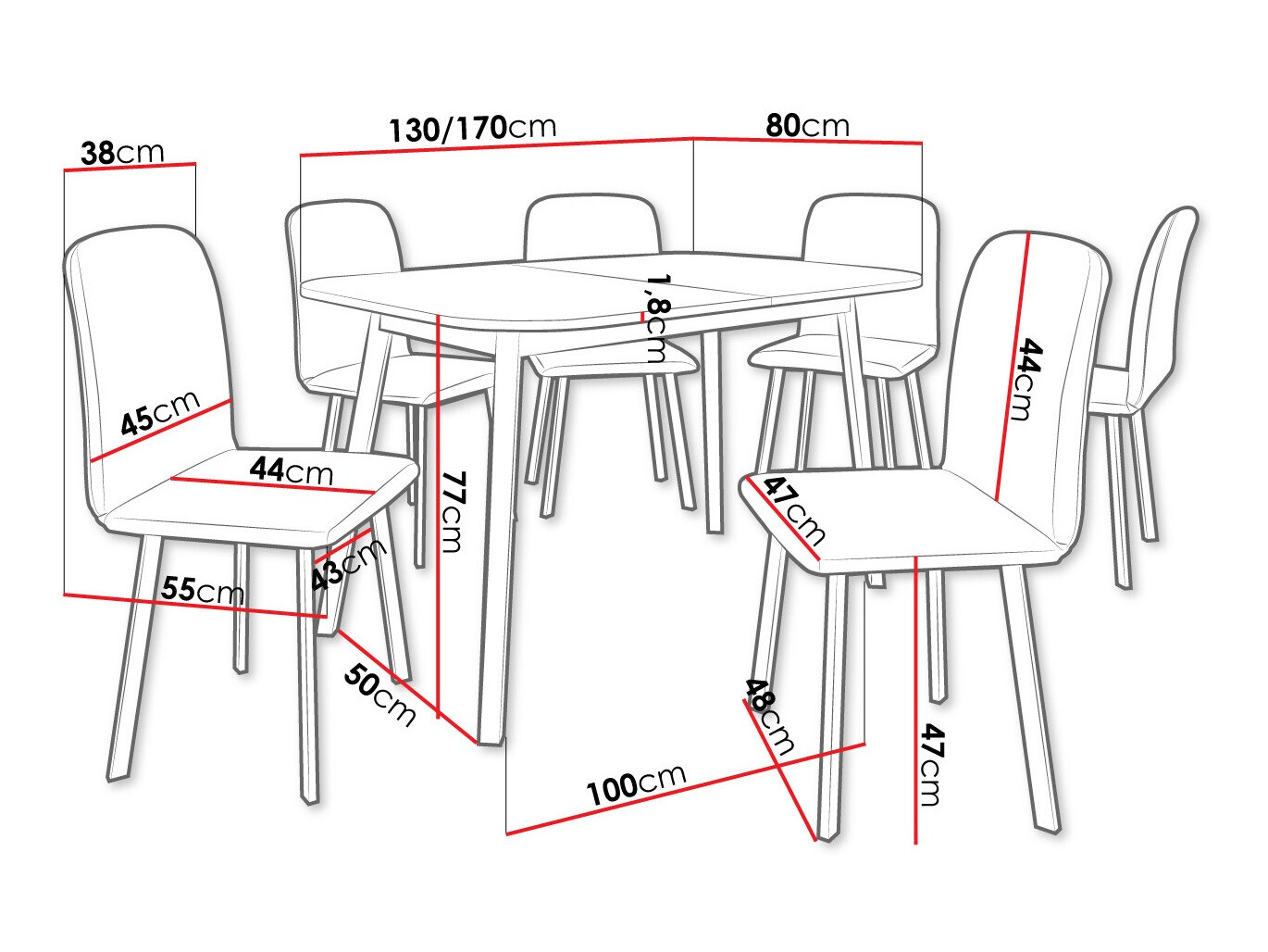 Conjunto de mesas y sillas para comedor Edmond 117 (Roble dorado artesanal + Negro)