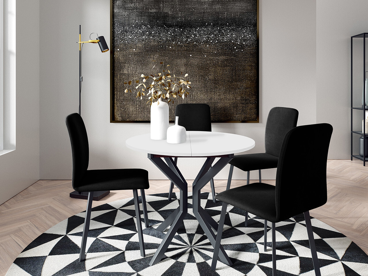 Conjunto de comedor Edmond 118 (Blanco + Negro)