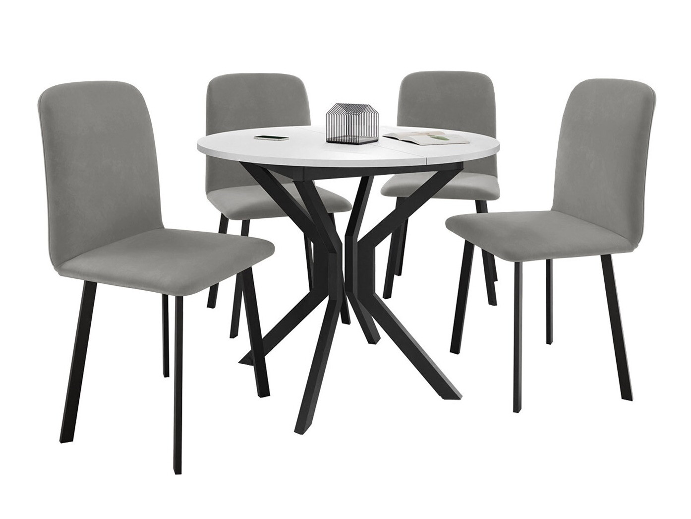 Conjunto de comedor Edmond 118 (Blanco + Negro)