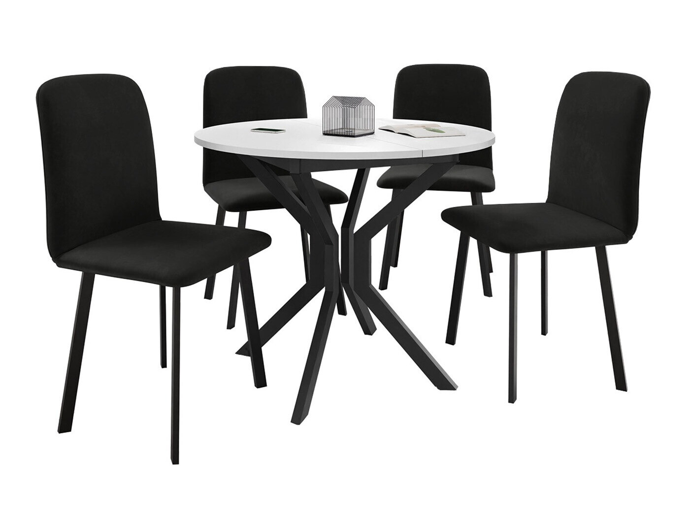 Conjunto de comedor Edmond 118 (Blanco + Negro)