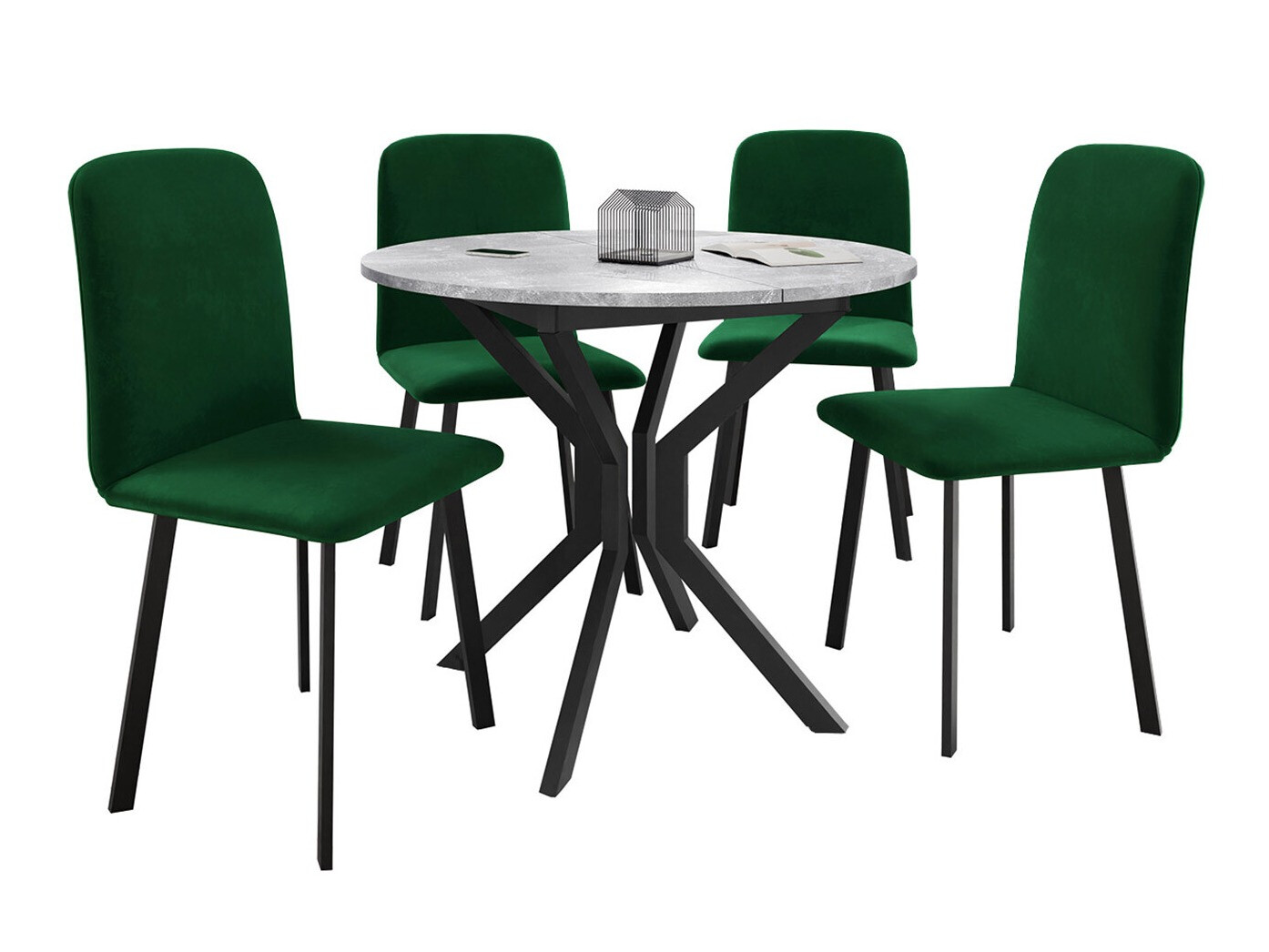 Conjunto de comedor Edmond 118 (Mármol gris + Negro)