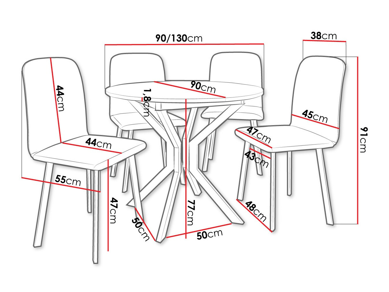 Conjunto de comedor Edmond 118 (Roble dorado artesanal + Negro)